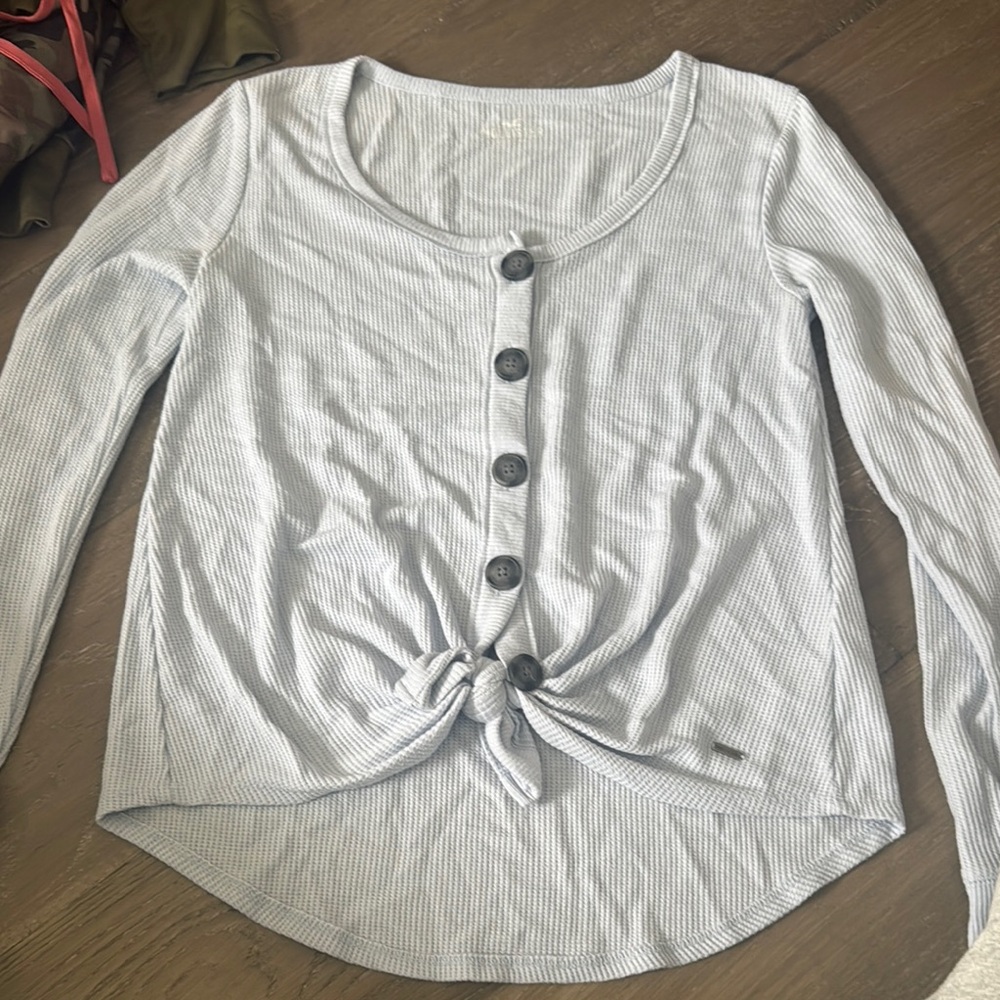 Striped Button-Down Tie Front Top